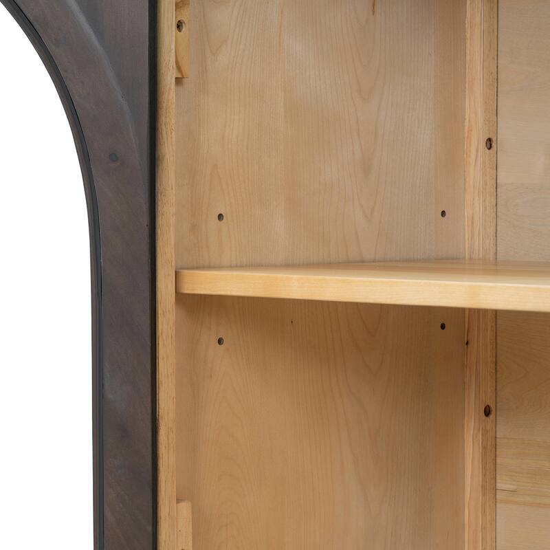 4-Door Large Storage Sideboard Buffet Cabinet with Glass Doors with Adjustable Shelves for Dining Room and Living Room