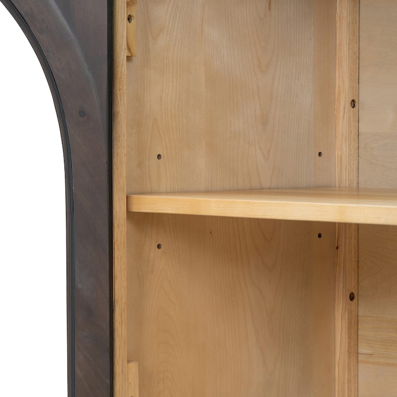 Roomfitters 4-Door Sideboard Buffet Cabinet with Glass Doors, Arched Storage and Adjustable Shelves for Kitchen Dining or Living