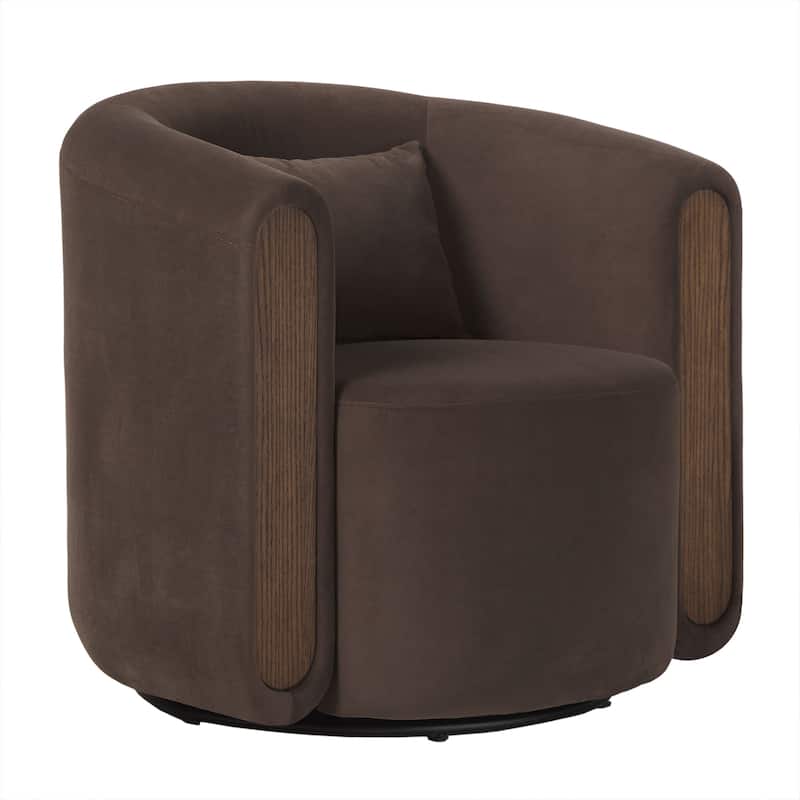 Modern Upholstered Swivel Barrel Accent Chair