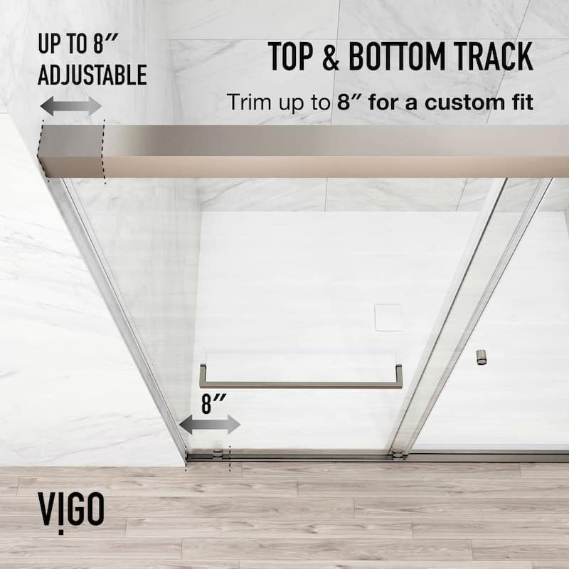 VIGO Satro E-Class 52 to 60 in. W x 74 in. H Semi-Frameless Double-Sliding Shower Door with Clear Tempered Glass