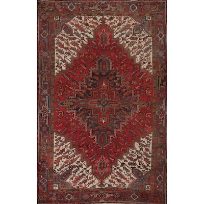 Hand Knotted Oriental 100% Wool Carpet Traditional Medallion Red Heriz Area Rug - 10' 8'' X 7' 9''