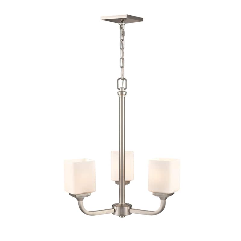 Millennium Lighting Eddison 3 Light Chandelier in Brushed Nickel with Frosted Glass Shades