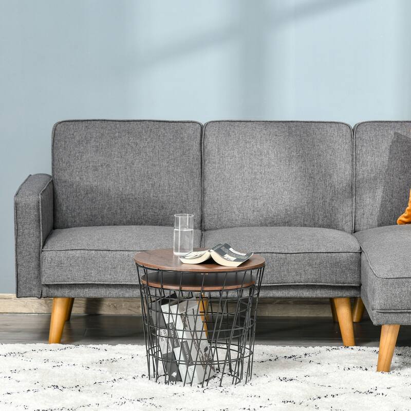 HOMCOM Set of 2 Side Tables Nesting Coffee Table with Storage, Stacking Side Tables with Metal Frame and Removable Top