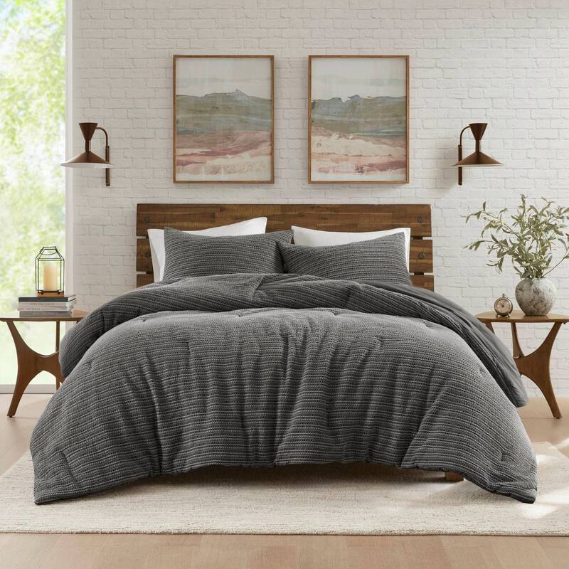 GDF Studio - Rowena Waffle Washed Cotton 3-Piece Comforter Set with Soft Textured Design