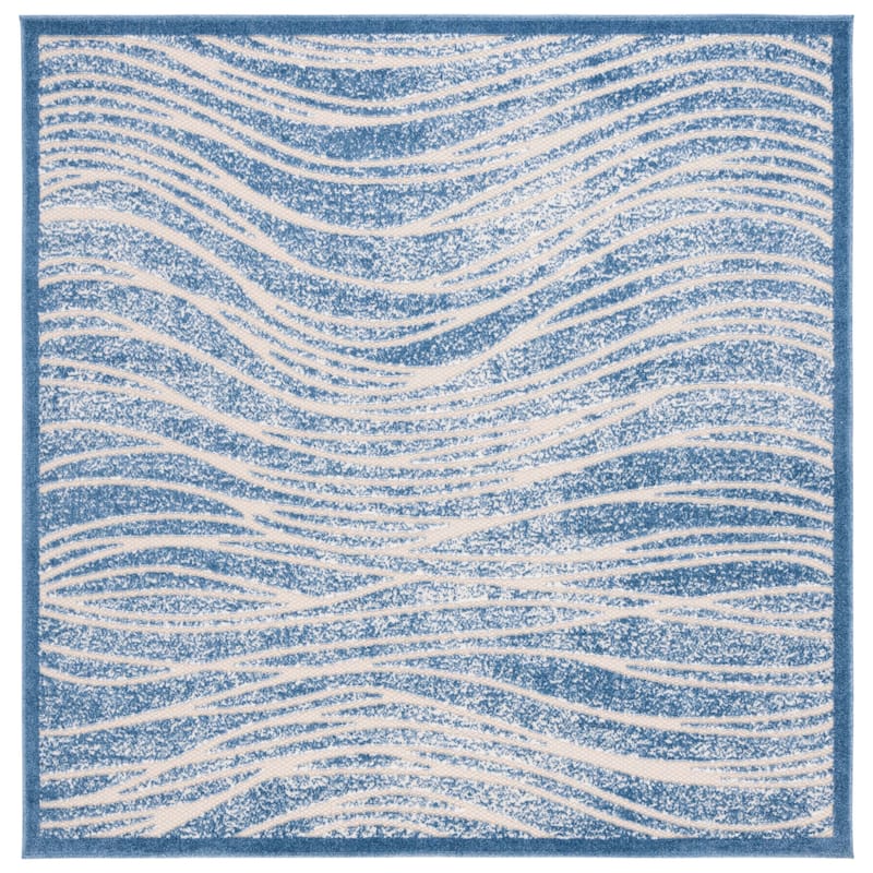 SAFAVIEH Cottage Yadviga Transitional Indoor/Outdoor Rug - 6'7" Square - Blue