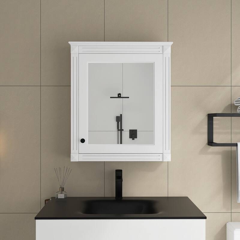 24'' x 27'' Wall Mounted Medicine Cabinet with Height Adjustable Shelf - White