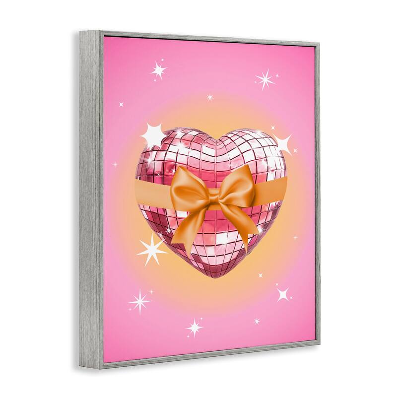 Stupell Heart Disco & Ribbon Framed Giclee Art Design By Susan Arnot