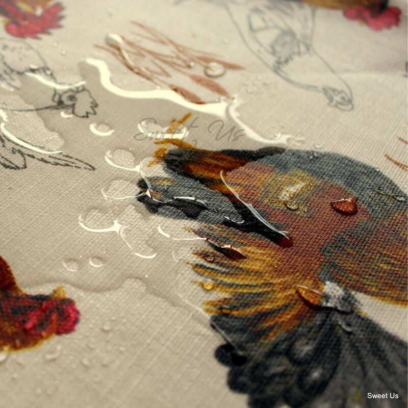 Wipeable Spill Resistant Acrylic Coated Rustic French Country Rooster Tablecloth