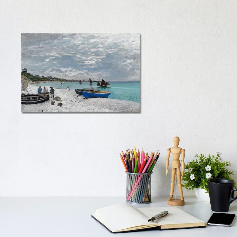iCanvas "The Beach at Saint-Adresse" by Claude Monet Canvas Print - 8x12x0.75