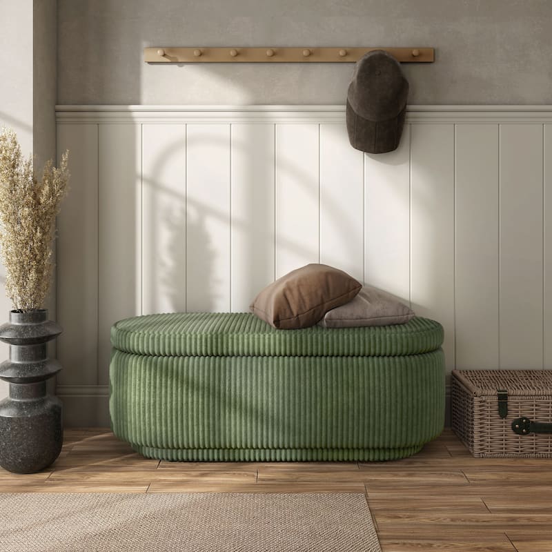 Furniture of America Elyndra Modern Oval 47-inch Chenille Storage Bench