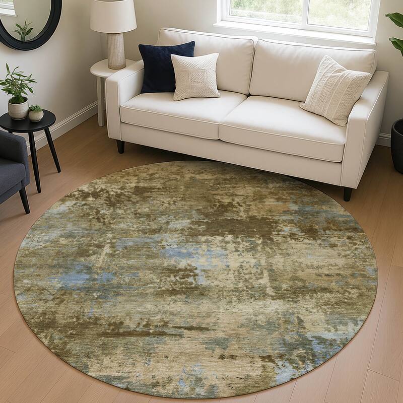 Machine Washable Indoor/ Outdoor Modern Solid Chantille Rug