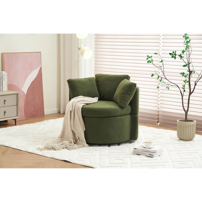 31.5" Swivel Barrel Chair with Storage