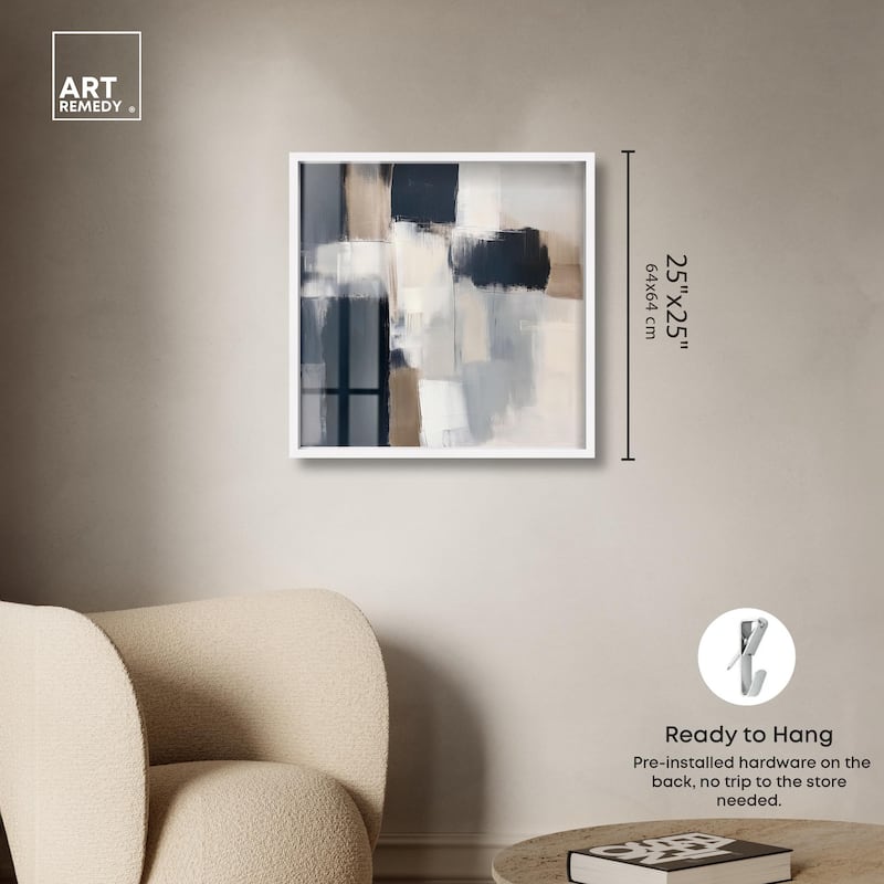 Blue and Tan Abstraction II Shadowbox by Art Remedy