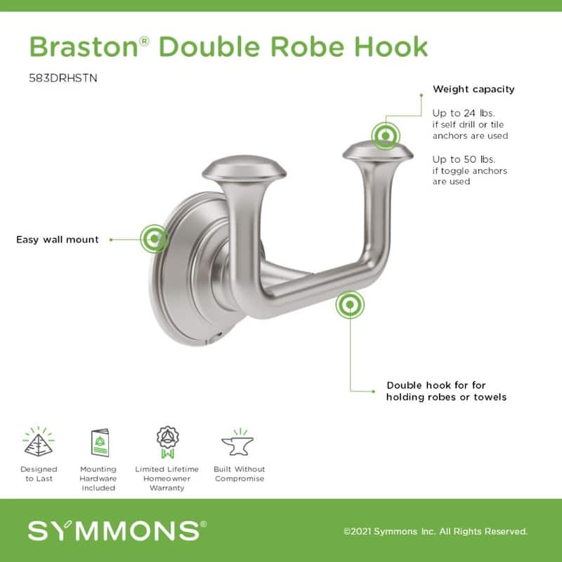 Symmons 583DRH Braston Double Robe Hook
