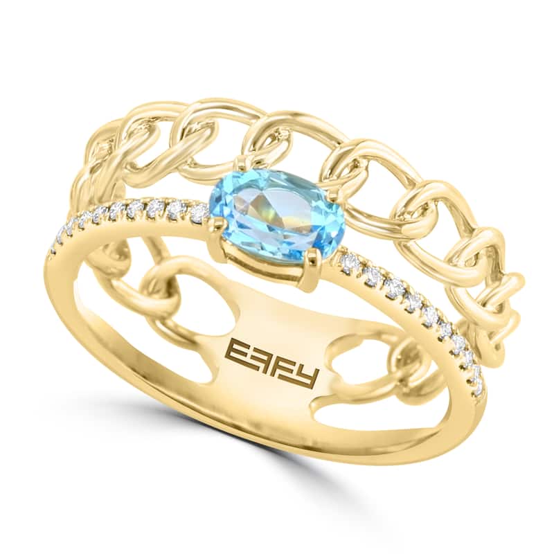 EFFY 14K Gold Diamond,Blue Topaz Ring