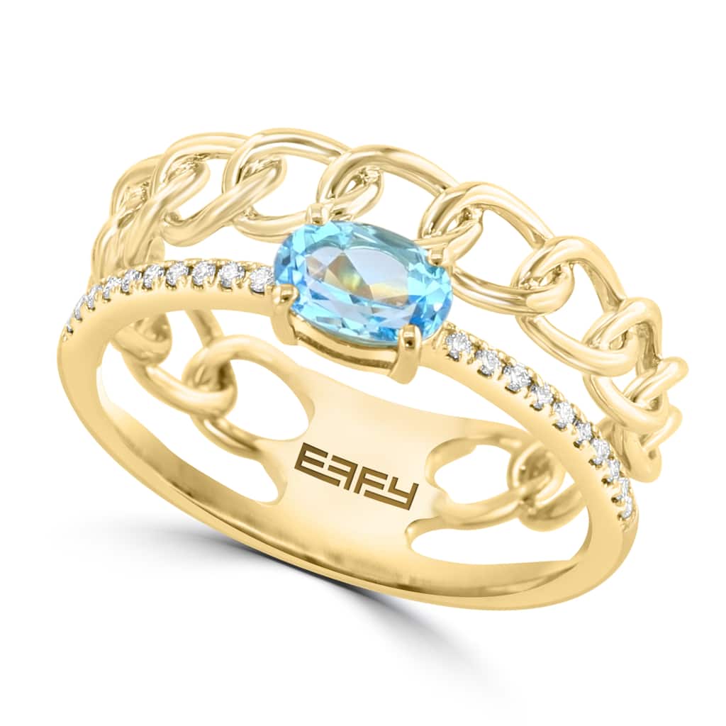 EFFY 14K Gold Diamond,Blue Topaz Ring
