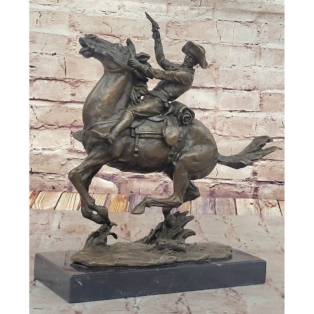 Galloping Cowboy With Revolver – Dynamic Bronze Western Sculpture Remington