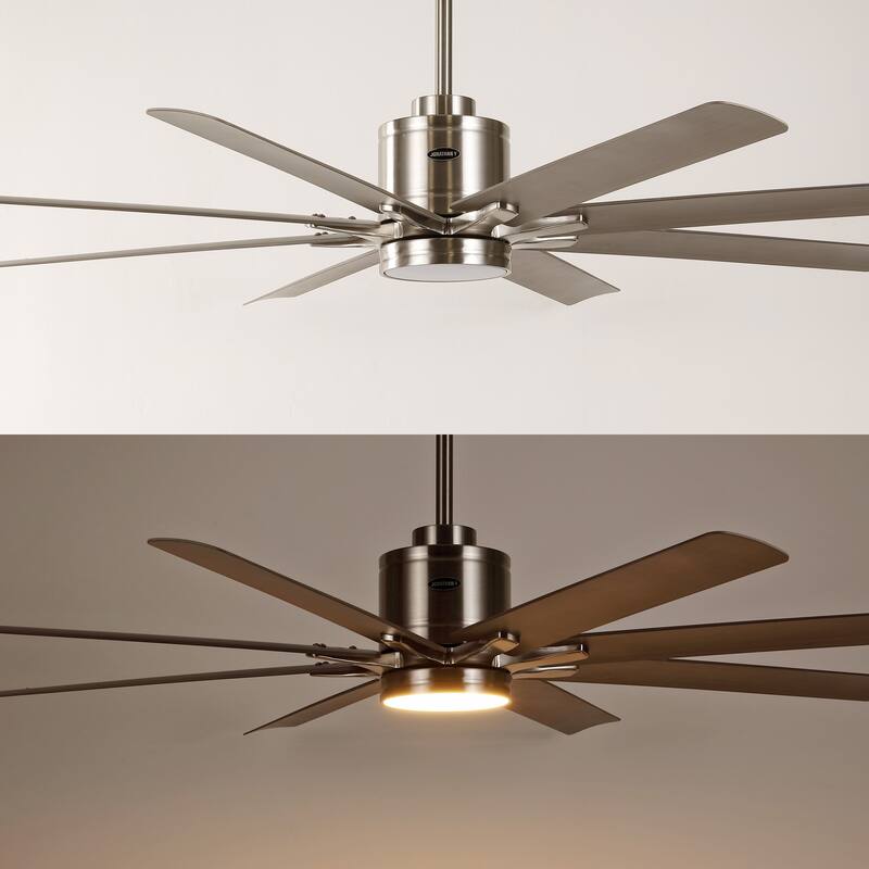Miranda 66" 1-Light Contemporary Iron Mobile-App/Remote-Controlled 6-Speed Ceiling Fan with Integrated LED Light by JONATHAN Y