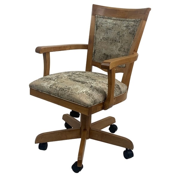 slide 2 of 9, Swivel Wood Dining Caster Chair - 400 on Wheels - Custom Upholstery - 18 inch Seat Poet Desert - CT