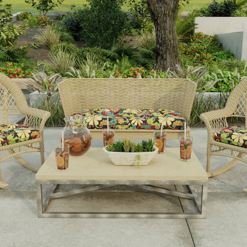 44" x 18" Outdoor Wicker Bench Cushion - 18'' L x 44'' W x 4'' H - Gaya Pizzazz