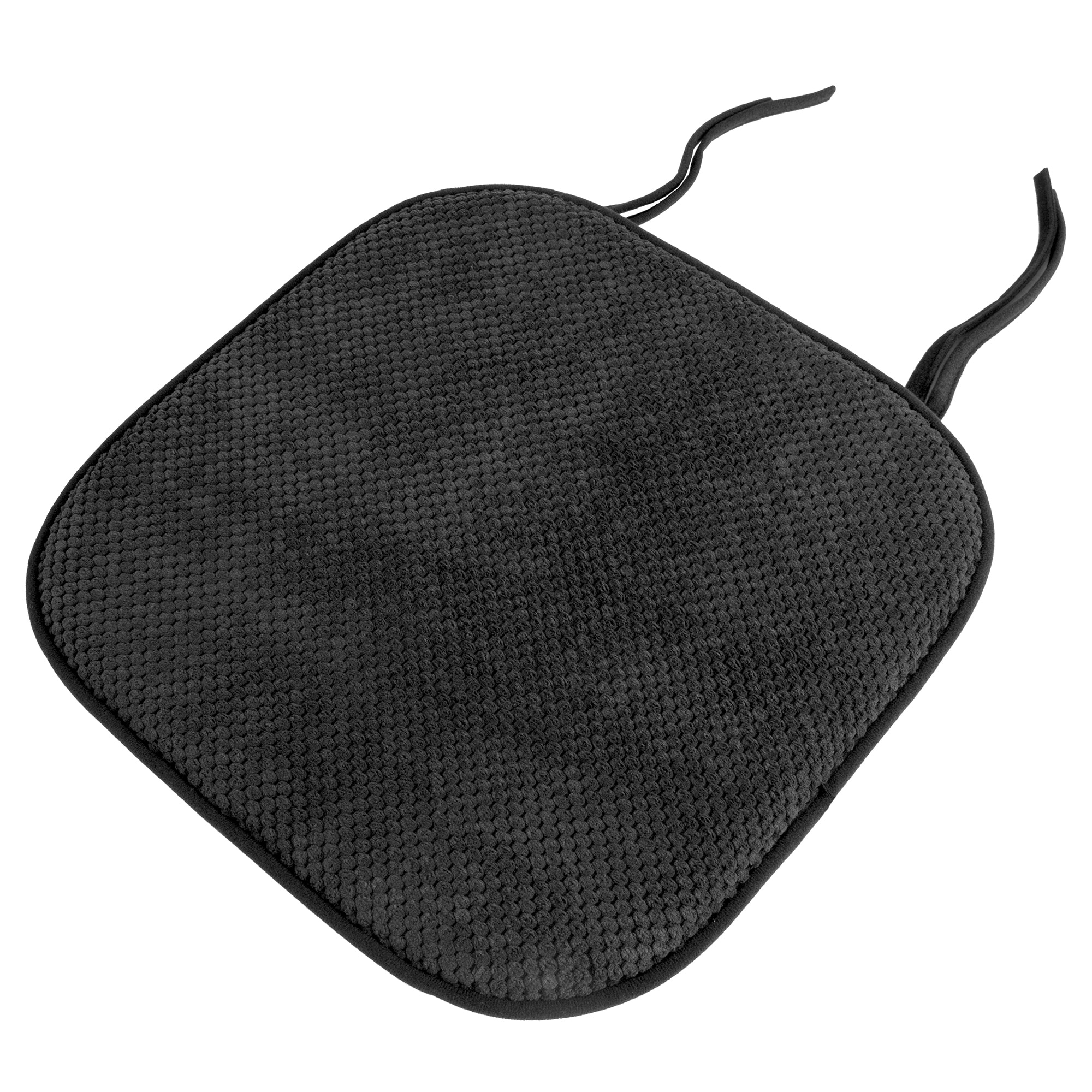 Memory Foam Chair Cushion - Great for Dining, Kitchen, and Desk Chairs -  Machine Washable Pad with Ties and Nonslip Back by Lavish Home (Platinum)