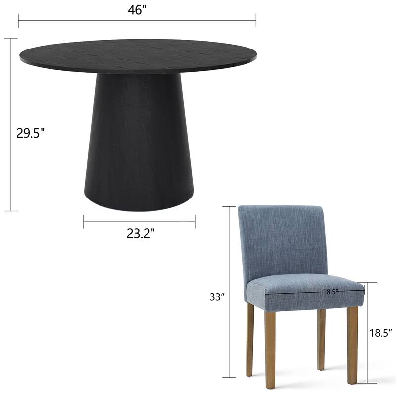 Round 46" Pedestal Dining Table Set with Upholstered Chairs for 4