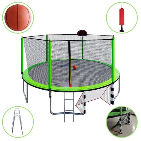 16FT Trampoline with Basketball Hoop pump and Ladder