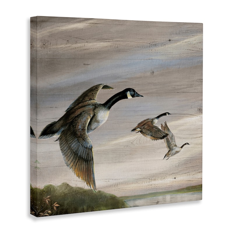 Stupell Flying Geese over Rustic Canvas Wall Art Design By Ruane Manning