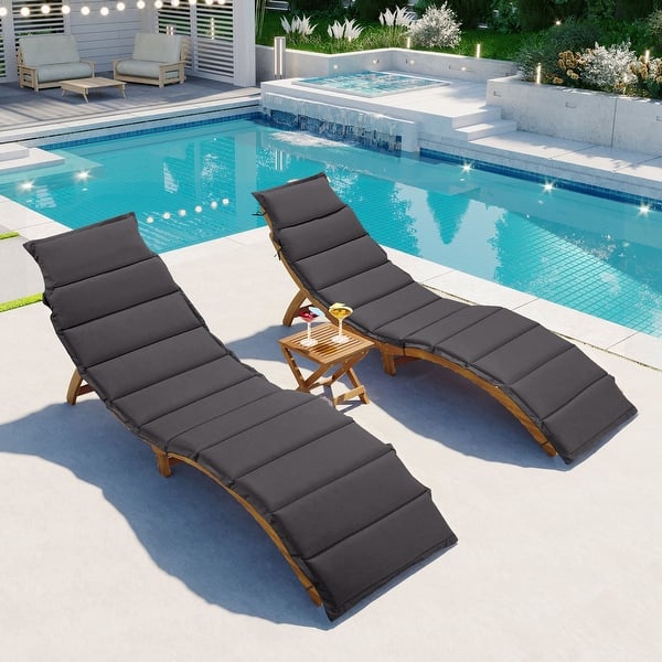 3 Pieces Outdoor Patio Chaise Lounge Set with Two Extended Chaises