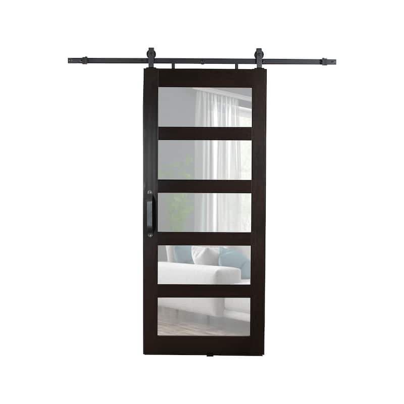 Montana 36"x84" Frosted 5 Lite Roasted Coffee PVC Barn Door Kit