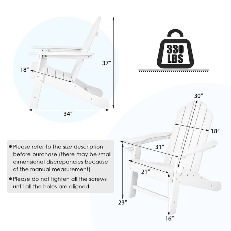 Costway 4PCS Patio Adirondack Chair Weather Resistant Garden Deck - 34'' x 31'' x 37''