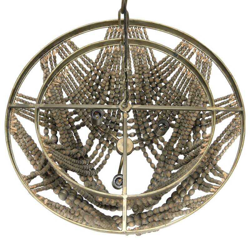 2-Tier Draped Wood Bead Chandelier
