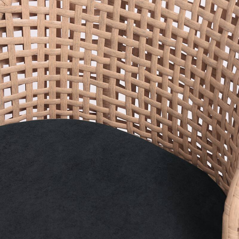 Chenille Counter Height Swivel Bar Stools Rattan Back with Metal Legs