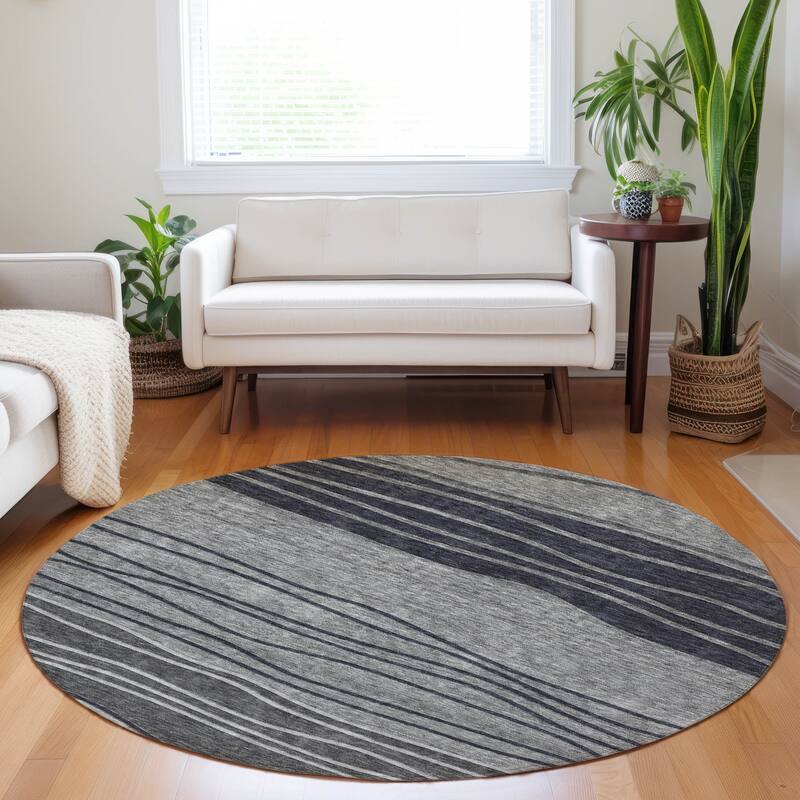 Premium Washable Super Soft Modern Ombre Mayfield Rug - Gray - 8' x 8' - Round