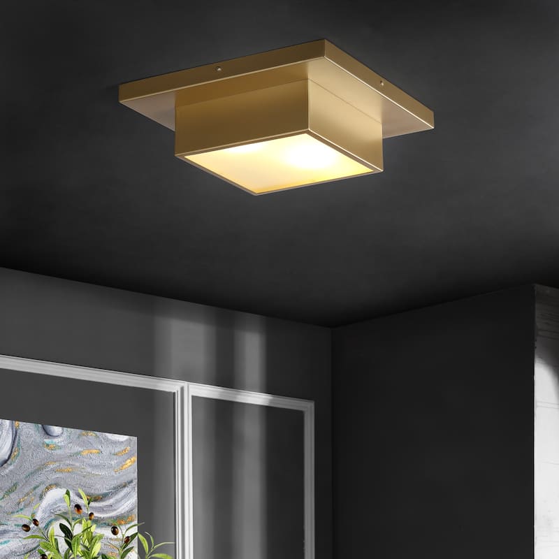 SAFAVIEH Lighting Bernita Flush Mount - 15" W x 15" D x 5" H - Brass - 15Wx15Dx5H