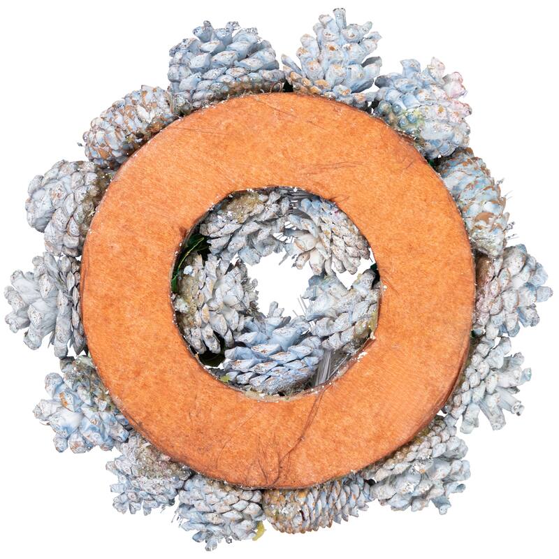 Pinecones, Ornaments and Pine Needles Christmas Wreath - 10" - Blue - Unlit