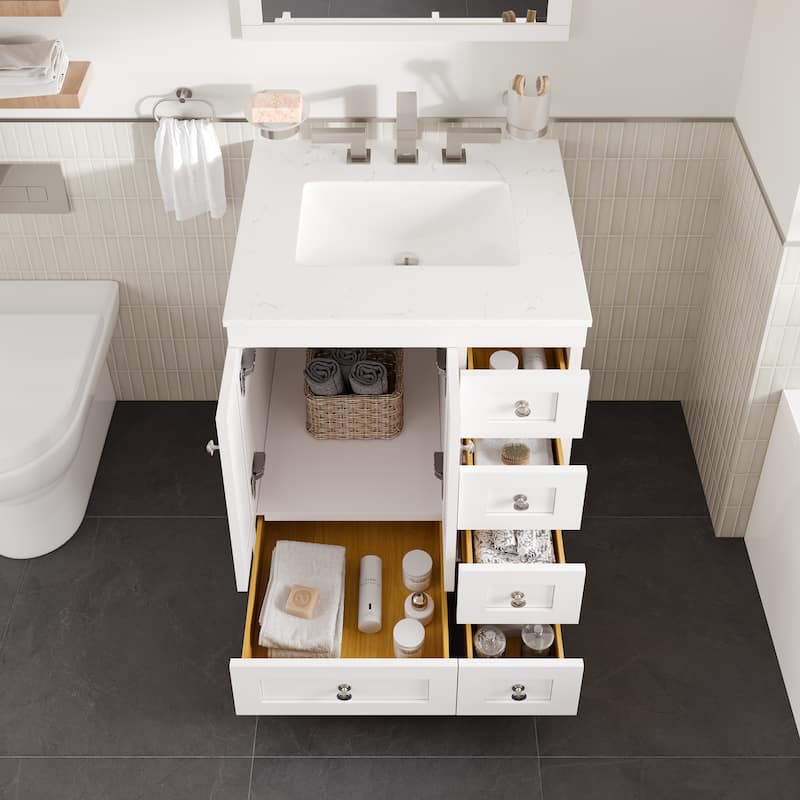 Eviva Acclaim Bath Vanity with Carrara Quartz Top & Undermount Sink