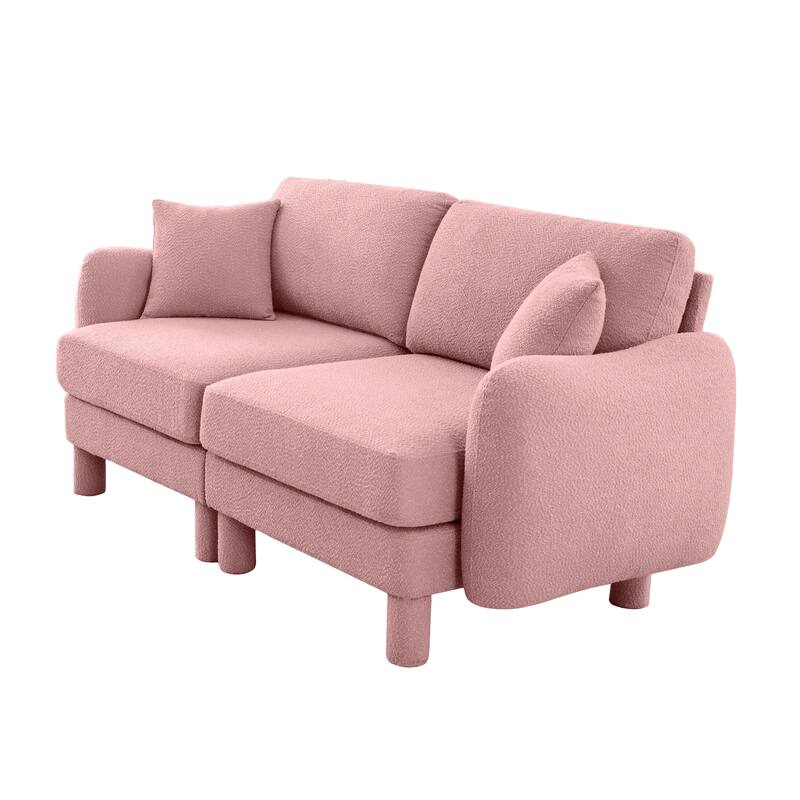 2-Seater Loveseat Sofa Couch with Shell-shaped Armrests, Chaise Lounge Sofa with Cylindrical Legs Wrapped