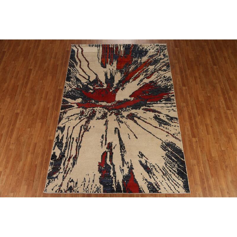 Contemporary Abstract Wool Area Rug Handknotted Decorative Carpet 6