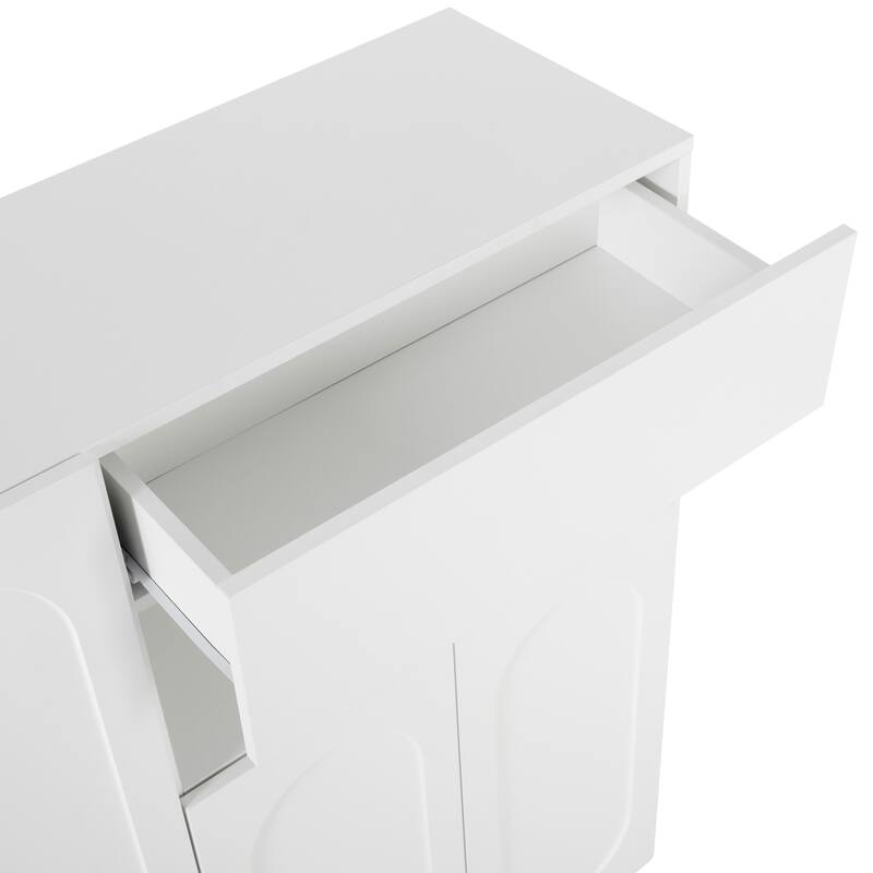 Elegant 2-in-1 Shoe Cabinets with Soft Cushion, Modern Storage Bench with Arched Doors