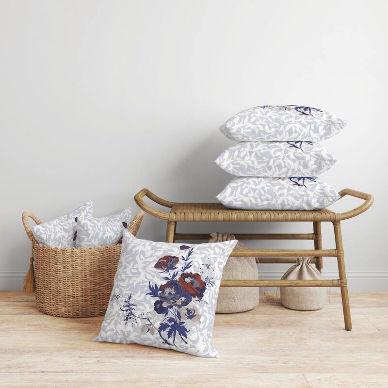 Opulent Orchid Roses Faux Suede Reversible Throw Pillow White and Red