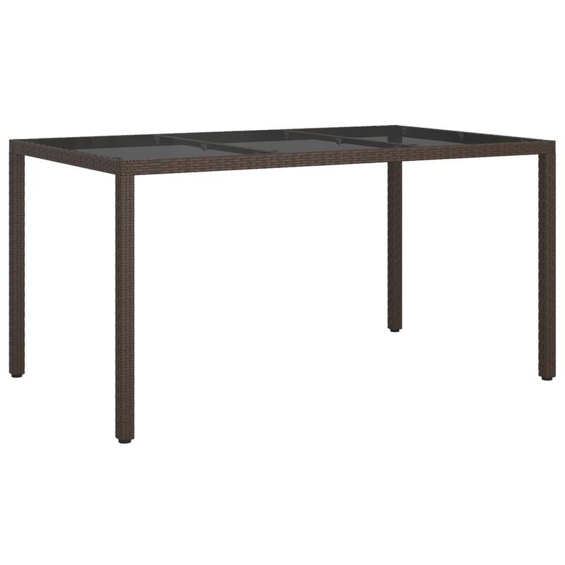 vidaXL Patio Table Tempered Glass and Poly Rattan Table 35.4"/59" Multi Colors