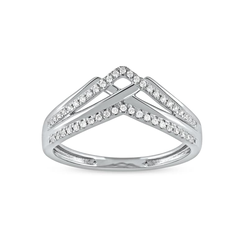 1/8ct TDW Diamond Contour Wedding Band in 10K Gold for Women