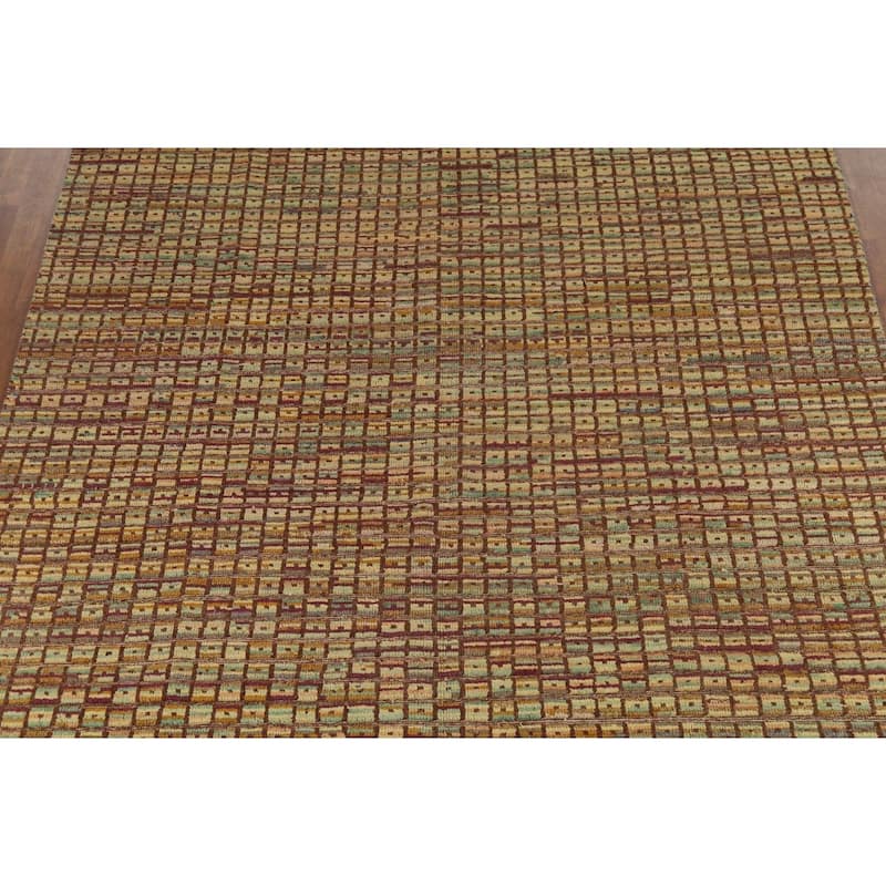 All-Over Checkered Moroccan Area Rug Hand-Knotted Wool Carpet - 8'0"x 10'3"