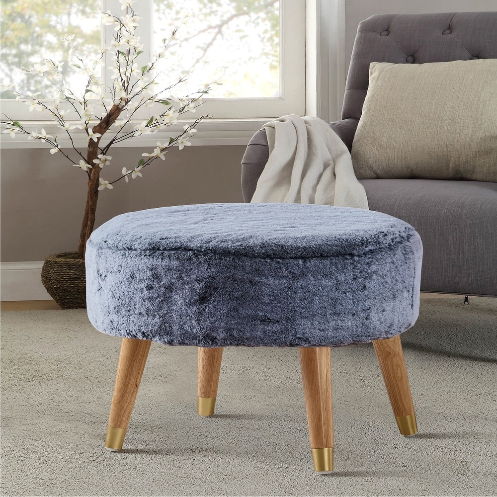 Serenta Heavy FauxFur Oval Ottoman