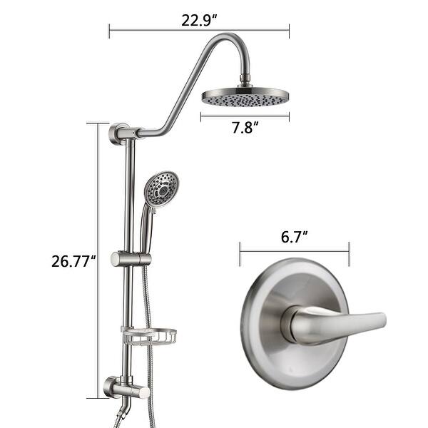 Polish Chrome Wall Mounted Shower 8 Inch Shower Head Shower Faucet Set With Tub Filler Triple Function Shower Head Kit With Hand Held Sprayer Bathtub