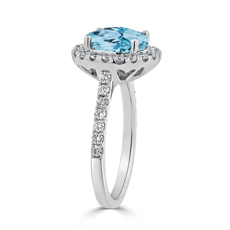 Auriya 3 1/3ct Fancy Round Sky Blue Topaz and Halo Diamond Engagement Ring 5/8ctw 14k Gold