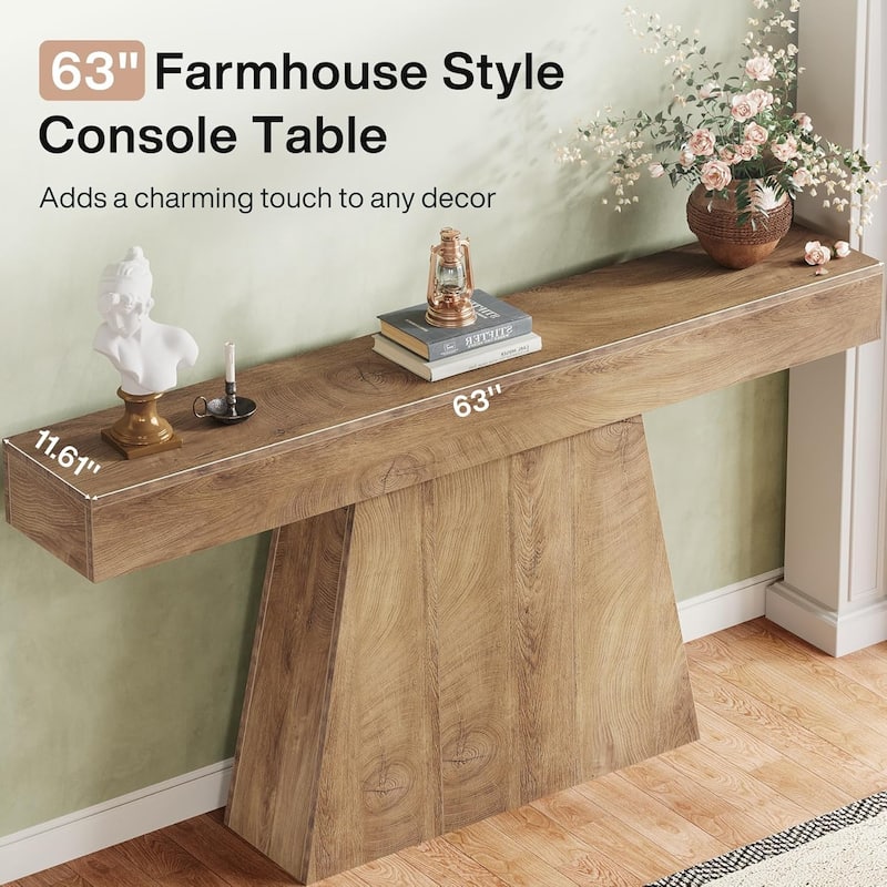 Farmhouse Entryway Table, 63 Inches Black Console Table