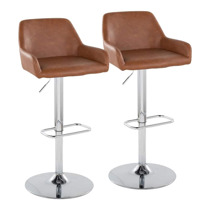 Porch & Den Galotti Adjustable Bar Stool with Rounded Rectangle Footrest (Set of 2)