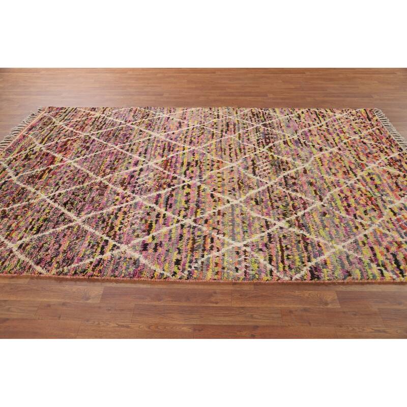 Trellis Plush Moroccan Oriental Area Rug Hand-Knotted Wool Carpet - 6'0" x 9'7"